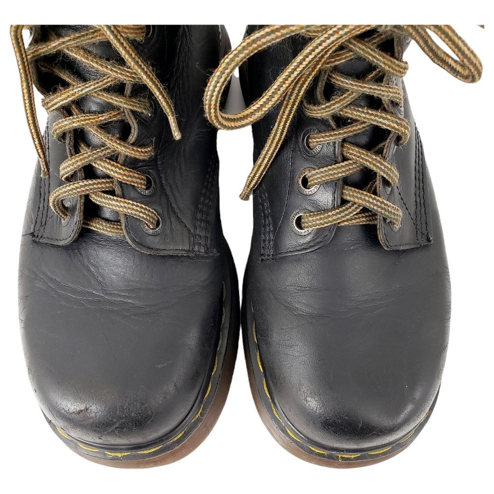 DR. MARTENS Vintage 90s Made in England Black Leather Combat Boots Men's 9 - Picture 5 of 12